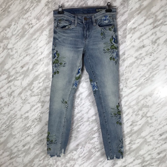 Blank NYC Embroidered Jeans Raw Hem Size 25 - Picture 2 of 14
